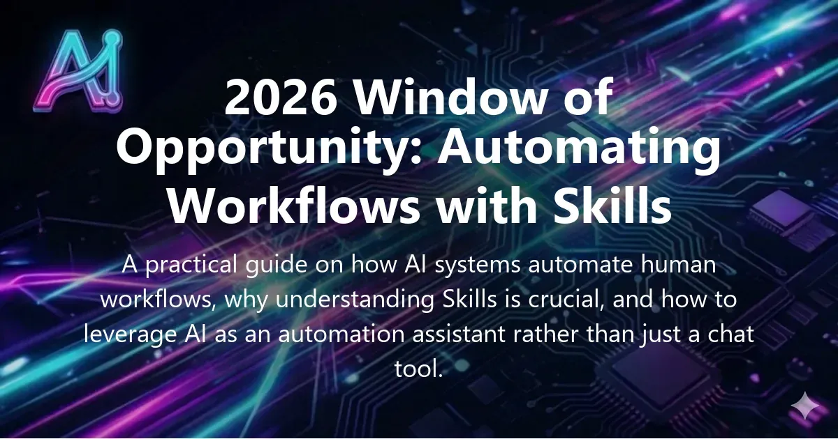 Illustration for "2026 Window of Opportunity: Automating Workflows with Skills" — a guide on AI and Automation | Applied AI Hub