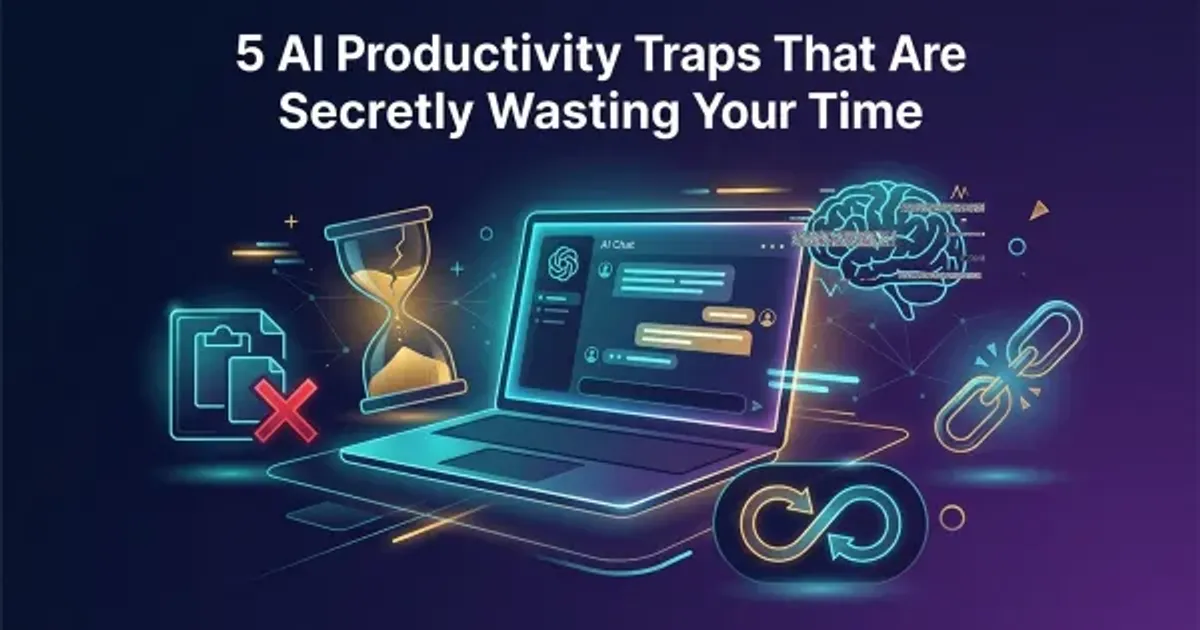 Illustration for "5 AI Productivity Traps That Are Secretly Wasting Your Time" — a guide on AI productivity and prompt engineering | Applied AI Hub