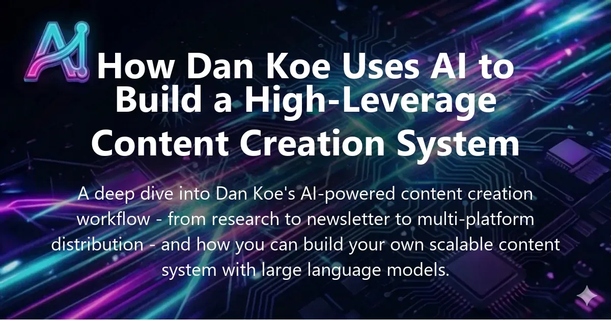 Illustration for "How Dan Koe Uses AI to Build a High-Leverage Content Creation System" — a guide on AI content creation and Dan Koe | Applied AI Hub