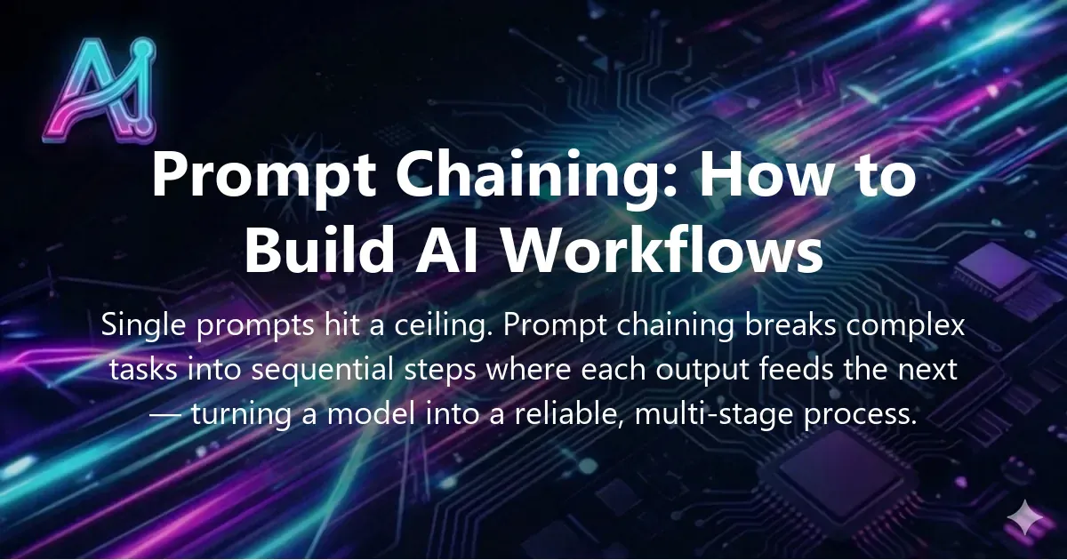 Illustration for "Prompt Chaining Explained: How to Build Clear AI Workflows" — a guide on prompt engineering and prompt chaining | Applied AI Hub