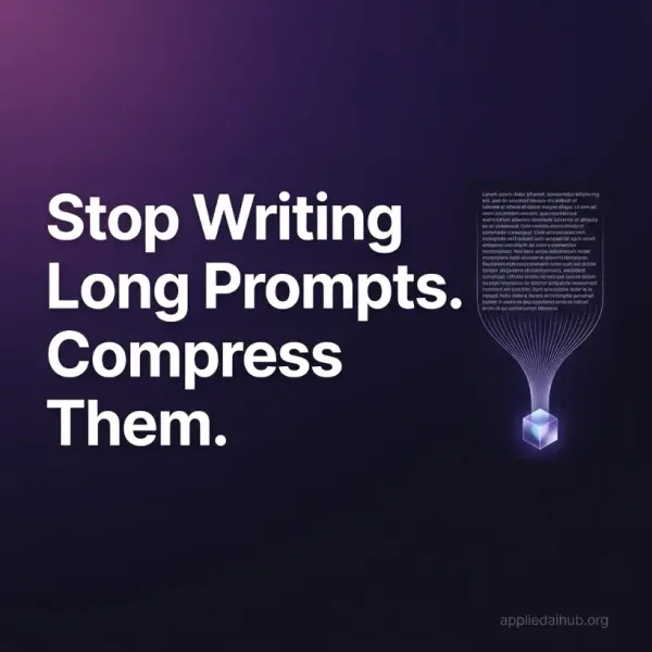 Cover image for "Stop Writing Long Prompts. Compress Them." — prompt engineering, LLM guide | Applied AI Hub
